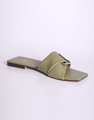 Square Toe Flat Olive