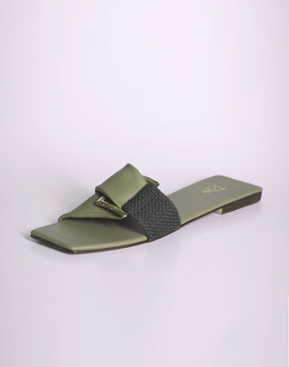 Square Toe Flat Olive